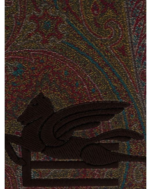 Etro Brown Coated Cotton Paisley Print And Leather Pouch for men