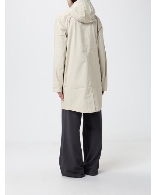 The North Face Natural Knee-Length Nylon Windbreaker Jacket With Hood And Logo