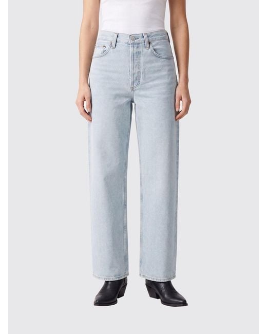 Agolde Blue Low Slung Cotton Denim Jeans