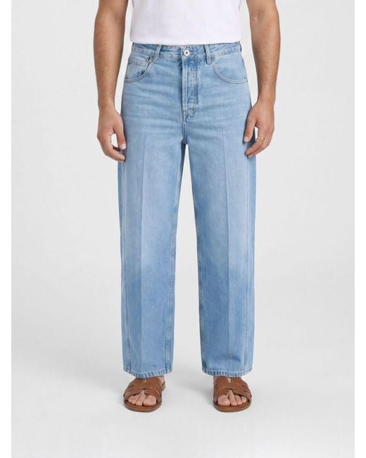 Jacquemus Blue Cotton Denim Wide-Leg Jeans for men
