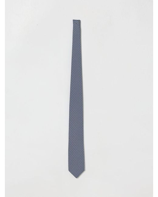 Ferragamo White Gancini Butterfly Print Silk Tie for men