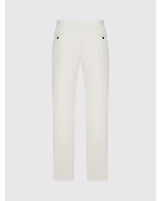 Incotex White Stretch Cotton And Linen Chino Trousers for men