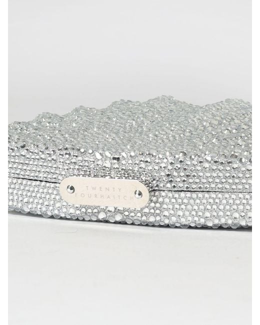 Twentyfourhaitch Gray Bonita Crystal Clutch