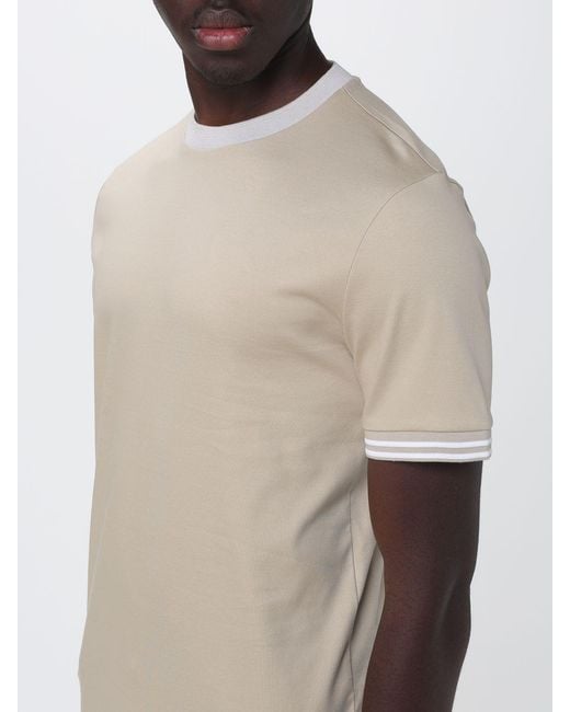 Boss Blue Slim Fit Cotton T-Shirt With Contrast Trims for men