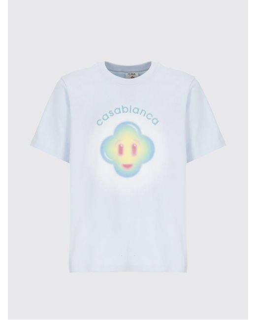 Casablanca Blue Printed Organic Cotton T-Shirt for men