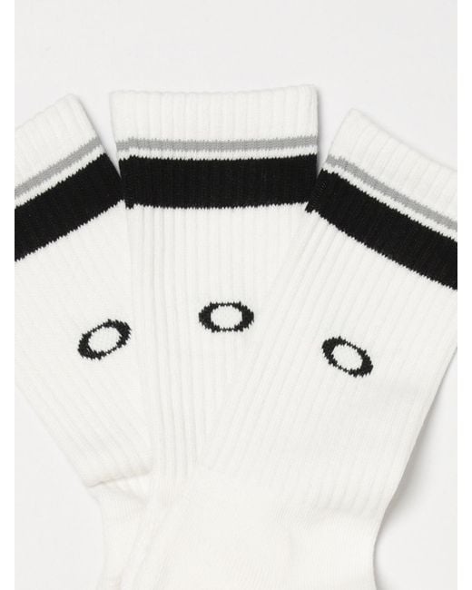 Oakley Natural Set Of 3 Pairs Of Ribbed Stretch Cotton Socks With Jacquard Logo for men