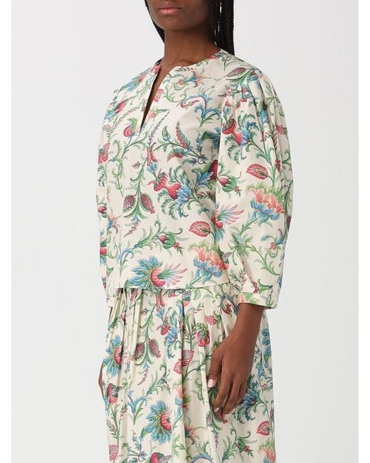 Etro Gray Cotton Blouse With Paisley Print