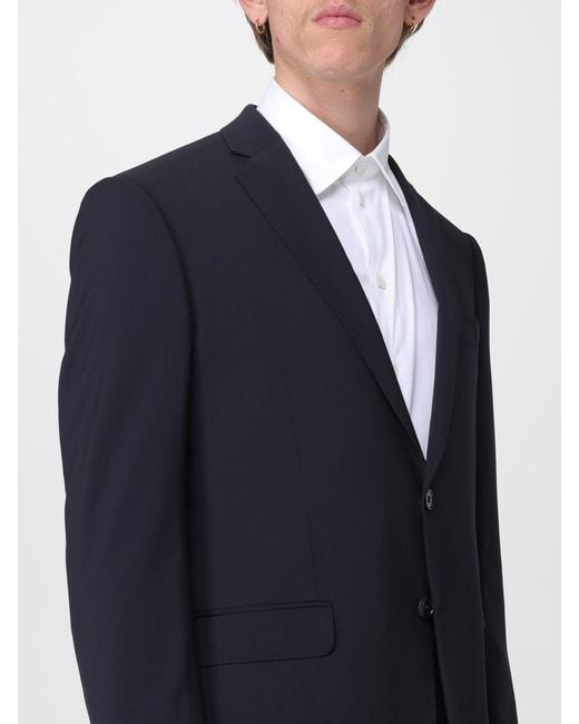 Emporio Armani Blue Single-Breasted Virgin Wool Suit for men