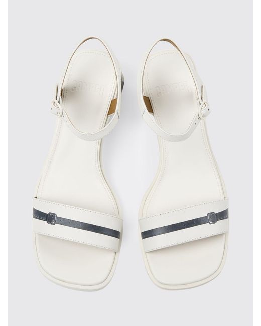 Camper White Kora Trompe-L'Œil Print Leather Sandals