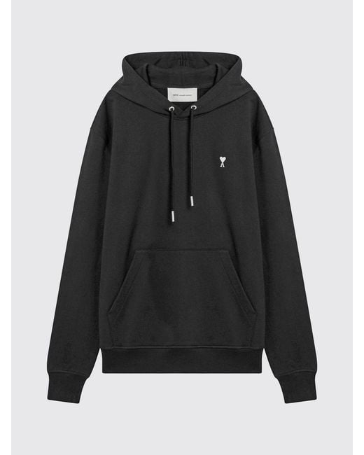 AMI Blue Cotton Hoodie With Logo for men
