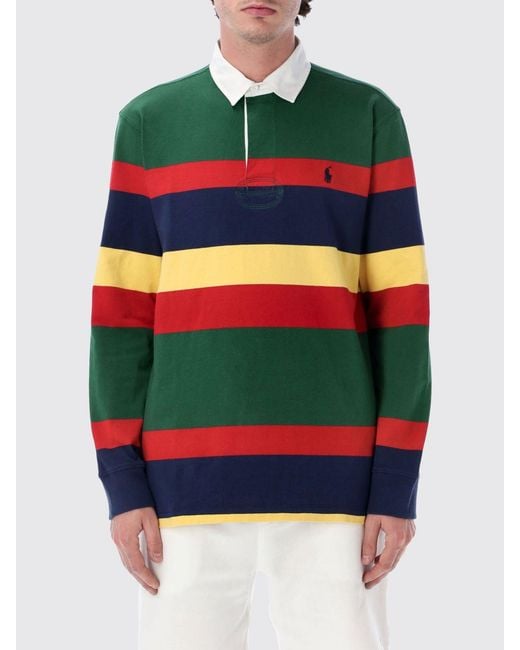 Polo Ralph Lauren Green Long-Sleeve Piqué Cotton Polo Shirt for men