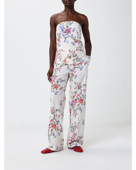 Liu Jo White Cotton Top With Floral Print