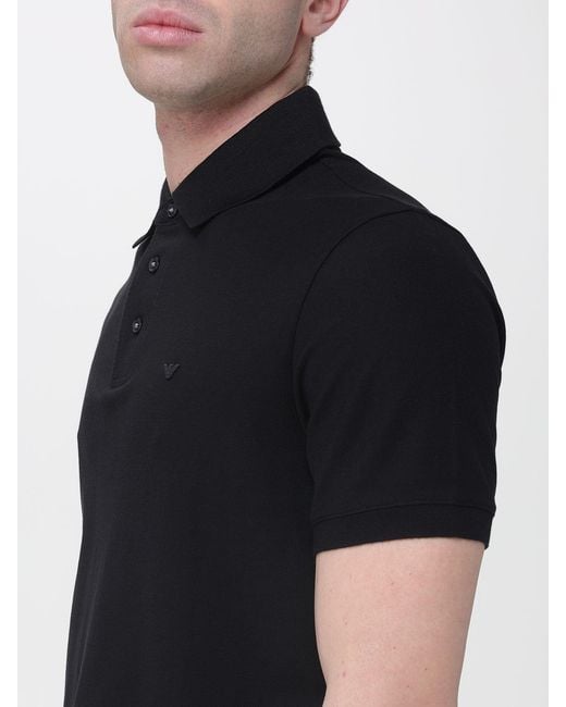 Emporio Armani Black Cotton Polo Shirt for men