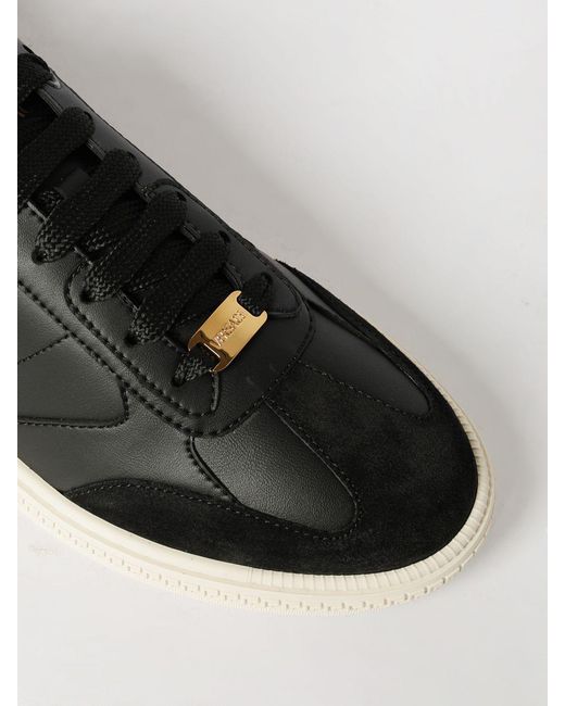 Versace Black Greca New Court Leather Sneakers for men
