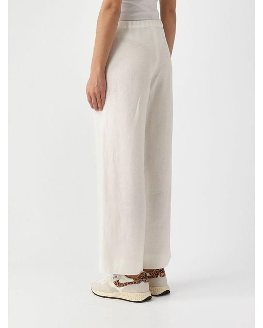 Max Mara White Linen Wide-Leg Trousers