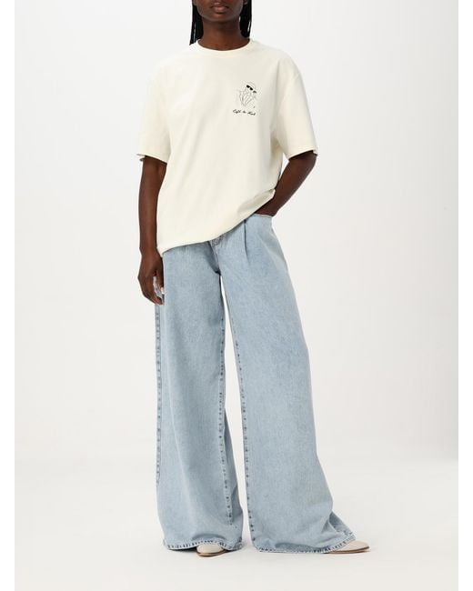 Karl Lagerfeld Blue Wide Leg Jeans With Pleats