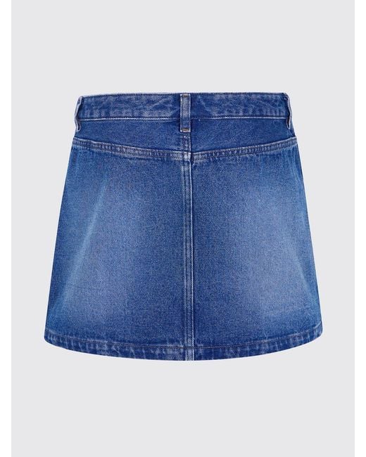 A.P.C. Blue Denim Pencil Mini Skirt With Five-Pocket Design