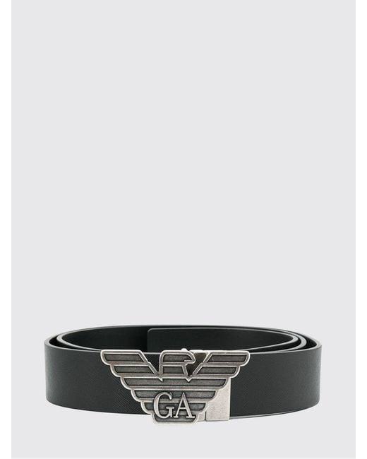 Emporio Armani White Reversible Bovine Leather Belt With Eagle Monogram Buckle for men