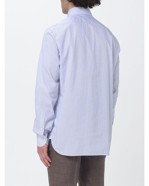 Luigi Borrelli Napoli Blue Striped Cotton Shirt for men