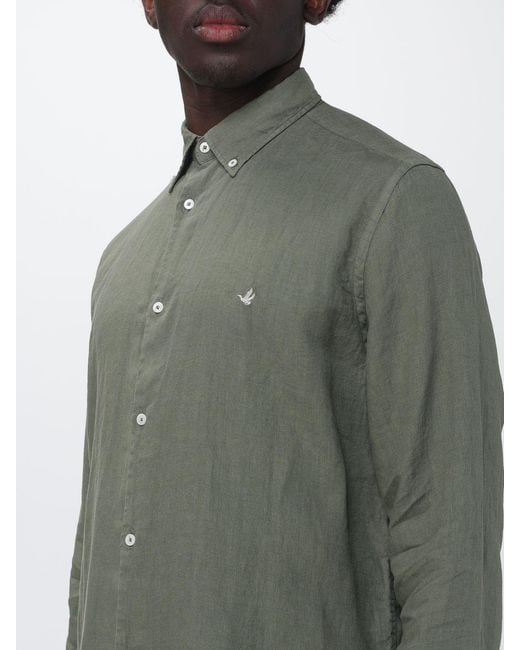 Brooksfield Green Casual Linen Shirt for men
