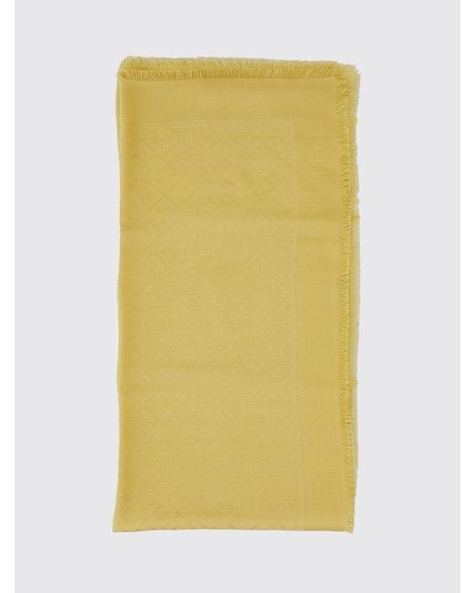 Chal Ff De Seda Y Lana Con Monograma Jacquard Fendi de color Yellow