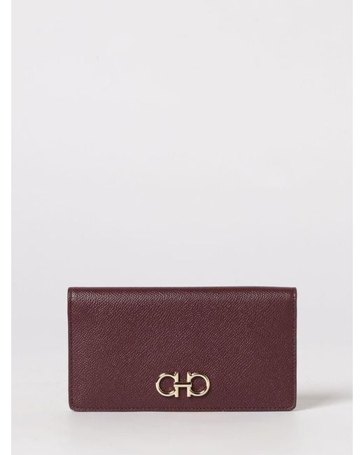 Ferragamo Purple Gancini Grained Leather Wallet