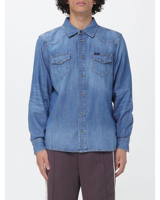 7 For All Mankind Blue Cotton Casual Shirt for men