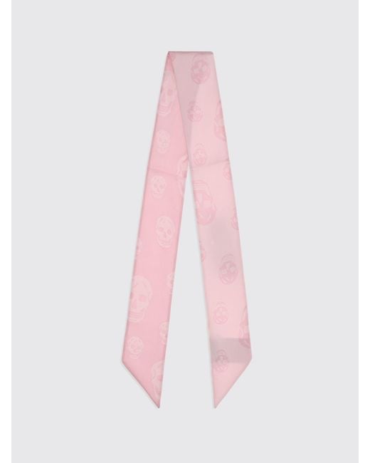 McQueen Pink Skull Print Pure Silk Bandeau