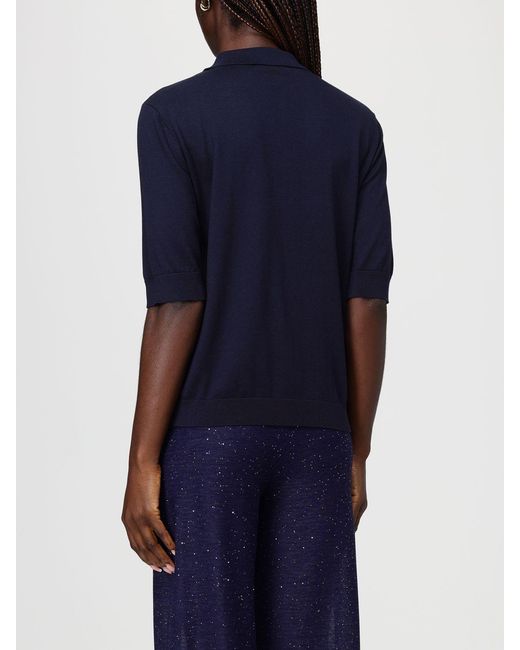 Kangra Blue Cotton And Silk Polo Cardigan