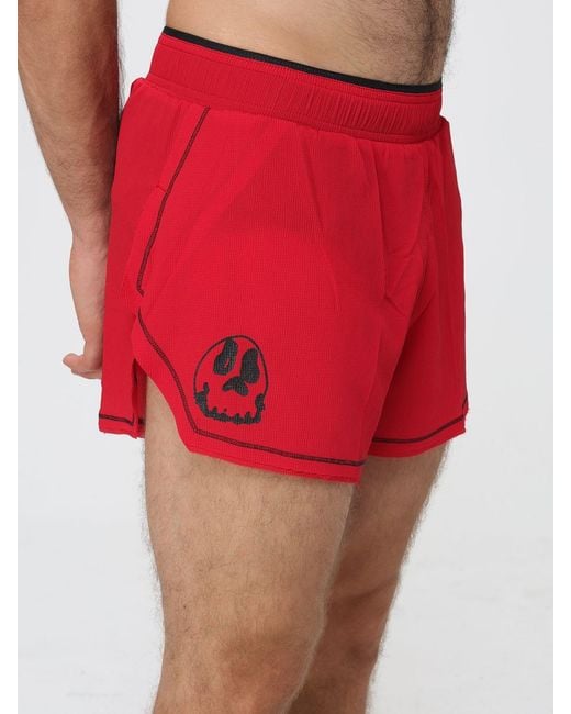 Y-3 Red Ripstop Nylon Training Shorts With A Skull Print And Elastic Waist for men