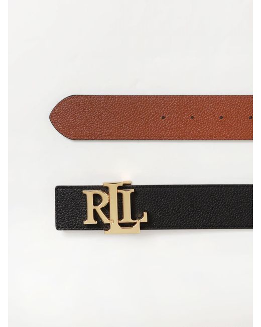 Cintura reversibile in pelle a grana di Lauren by Ralph Lauren in Gray