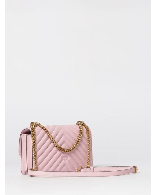 Pinko Pink Love One Mini Chevron Quilted Nappa Bag