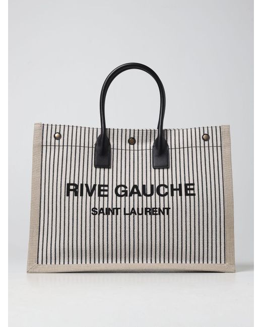 Saint Laurent Rive Gauche Canvas Tote Bag in Grey (Gray) | Lyst
