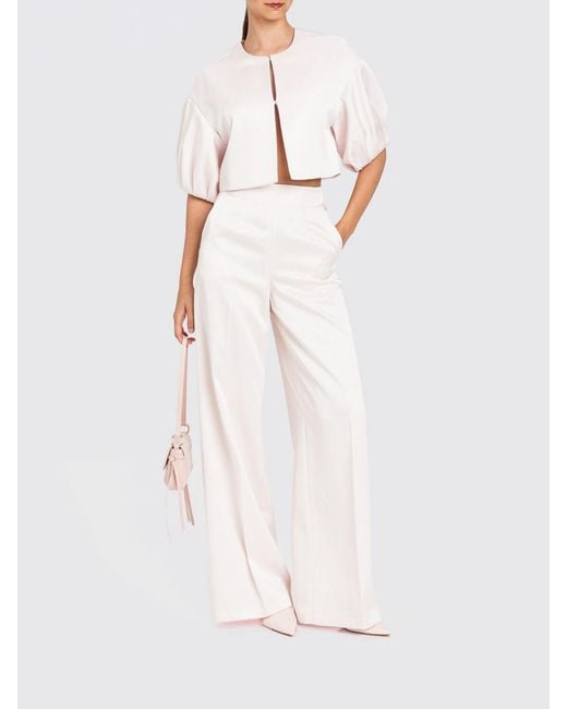 Twinset White Wide Leg Crêpe Trousers