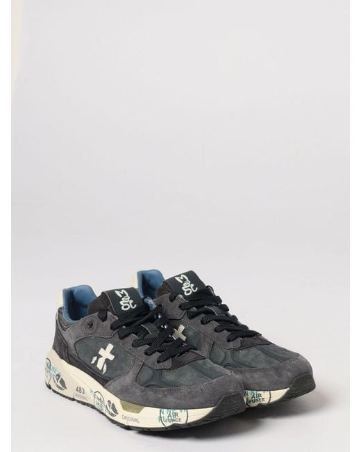 Premiata White Mase Suede And Canvas Sneakers for men