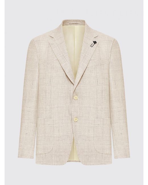 Lardini Natural Single-Breasted Linen And Cotton Blazer for men