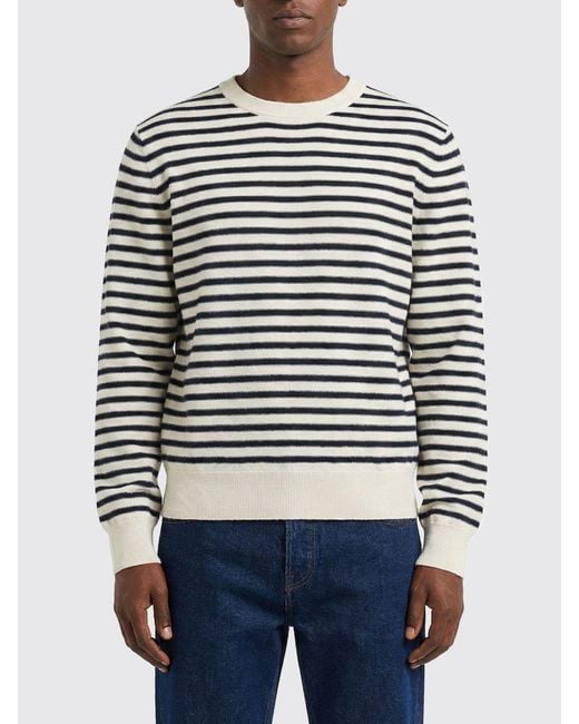 A.P.C. Black Striped Cotton And Cashmere Knit Top for men