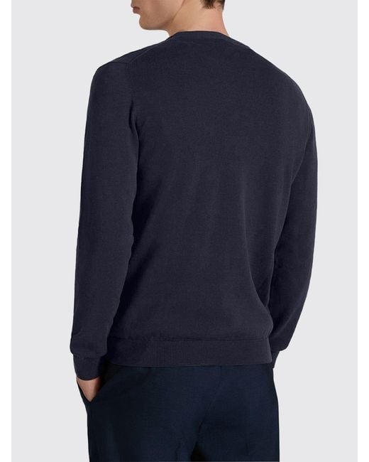 Zanone Blue Cotton Crew Neck Sweater for men