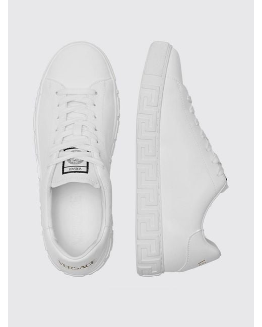 Versace White Greca Leather Sneakers for men