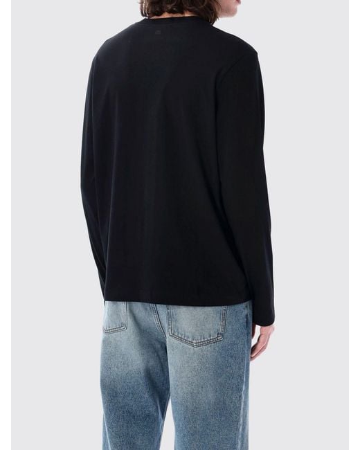 AMI Black Cotton T-Shirt With Mini Logo for men