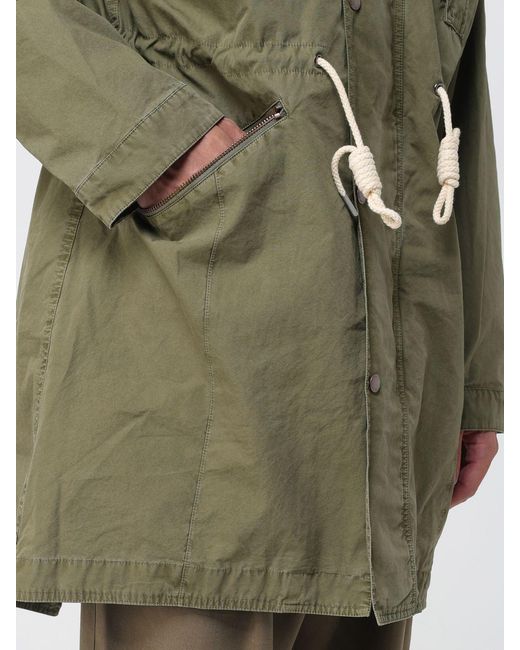 Paul Smith Green Knee-Length Hooded Cotton Parka With Drawstring Waist for men