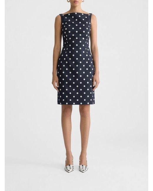 Patou Blue Polka Dot Crêpe Mini Dress