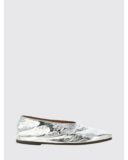 Marsèll White Coltellaccio Laminated Leather Ballerinas