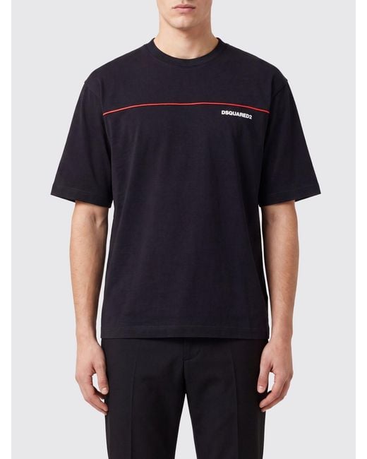 DSquared² Black Contrast Logo Cotton T-Shirt for men