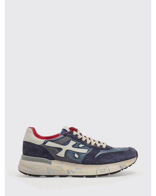 Premiata Blue Mick Suede And Nylon Sneakers for men