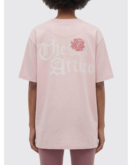 The Attico Pink Oversized Cotton T-Shirts With Logo