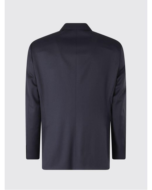 Boss Blue Single-Breasted Virgin Wool Blazer With Notch Lapels And Flap Pockets for men