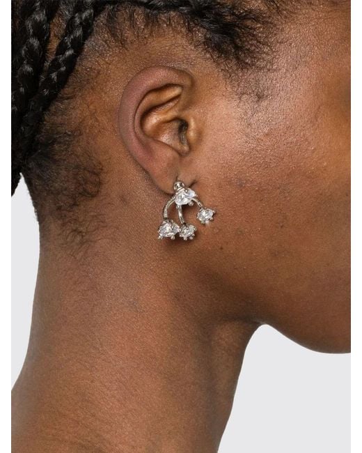 Panconesi White Constellation Cluster Brass Earrings With Set Zircons
