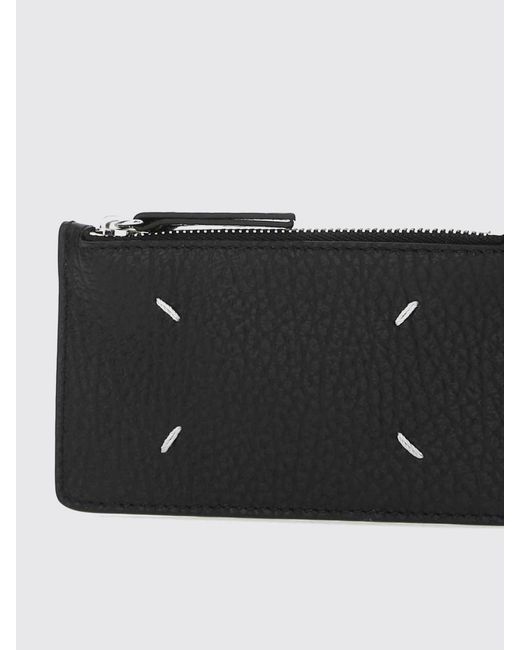 Maison Margiela Black Four Stitches Hammered Leather Credit Card Holder for men