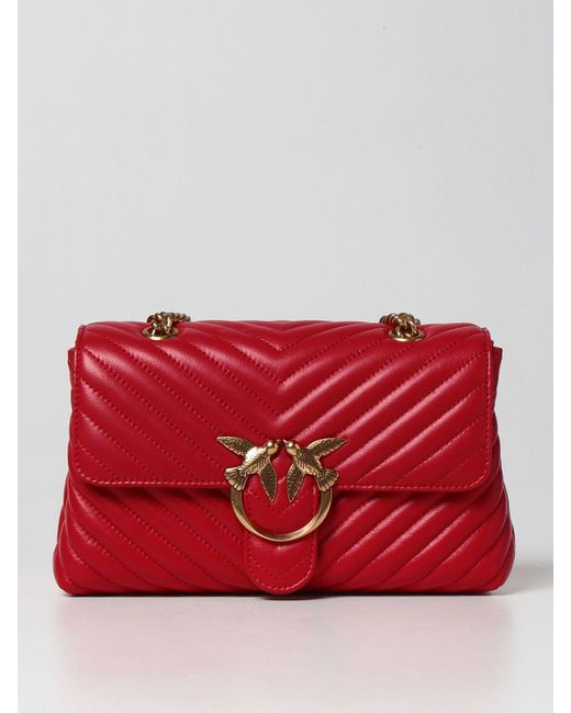 Pinko Leather Love Lady Puff Bag In Quilted Nappa in Red | Lyst